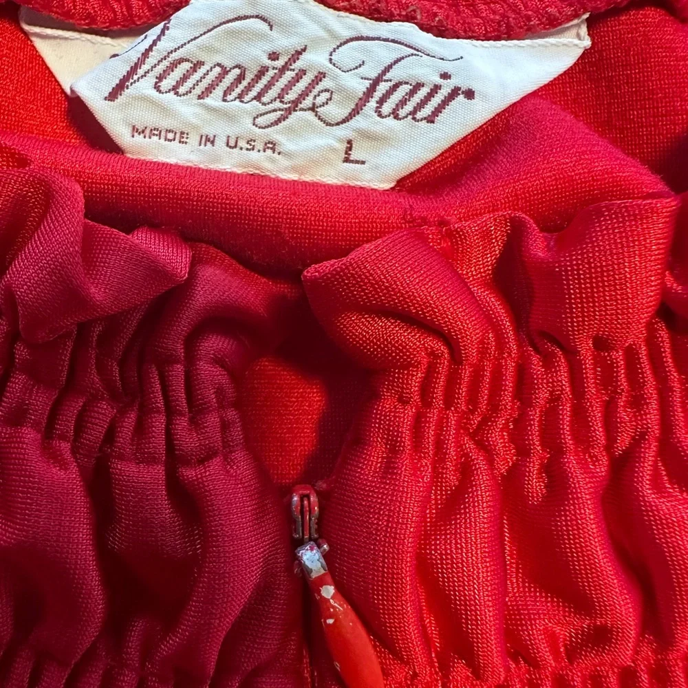 Vintage 70s Red Vanity Fair Lounge Maxi House Dress Sleepwear Large Traditional